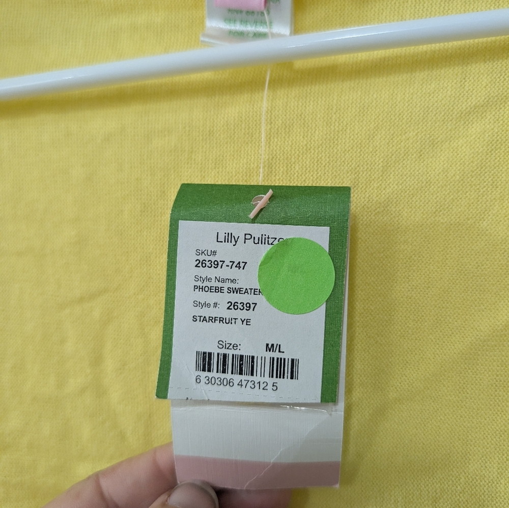 NWT Lilly Pulitzer M/L Phoebe Sweater, Yellow, Ruffle Open‎ Front Cropped Shrug, - Picture 4 of 5